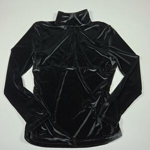 Vintage Obermeyer Black Velvet Half-Zip Pullover Sparkle Top Size Medium